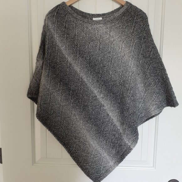 J. Jill Pure Jill Cotton Blend Cable Knit Ombre Poncho Gray Size S-L - Picture 1 of 6
